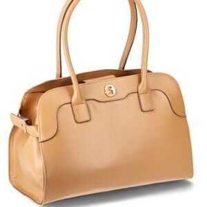 Maxwel Shoulder Bags with Multiple Zipper Pockets, Adjustiable Side studs Mocha